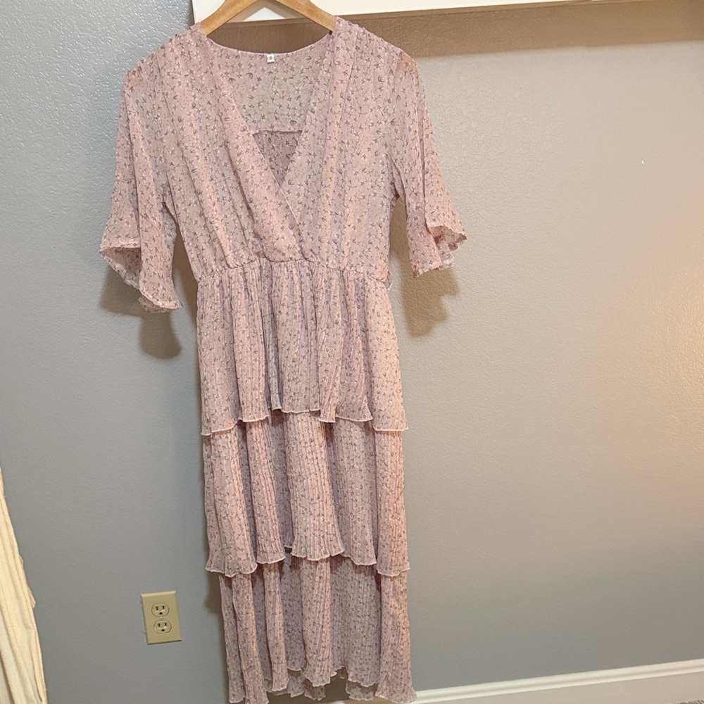 Elegant Pink Layered Dress